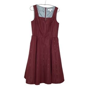 Isaac Mizrahi Square Neck fit and Flare Dress Size 8 Burgundy Wine Red zip